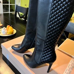 BCBG black leather boots